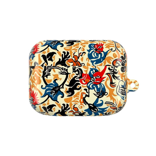 Floral Vintage AirPod Case – Retro Blue & Red Tattoo - Style Protection - DIGITAL X