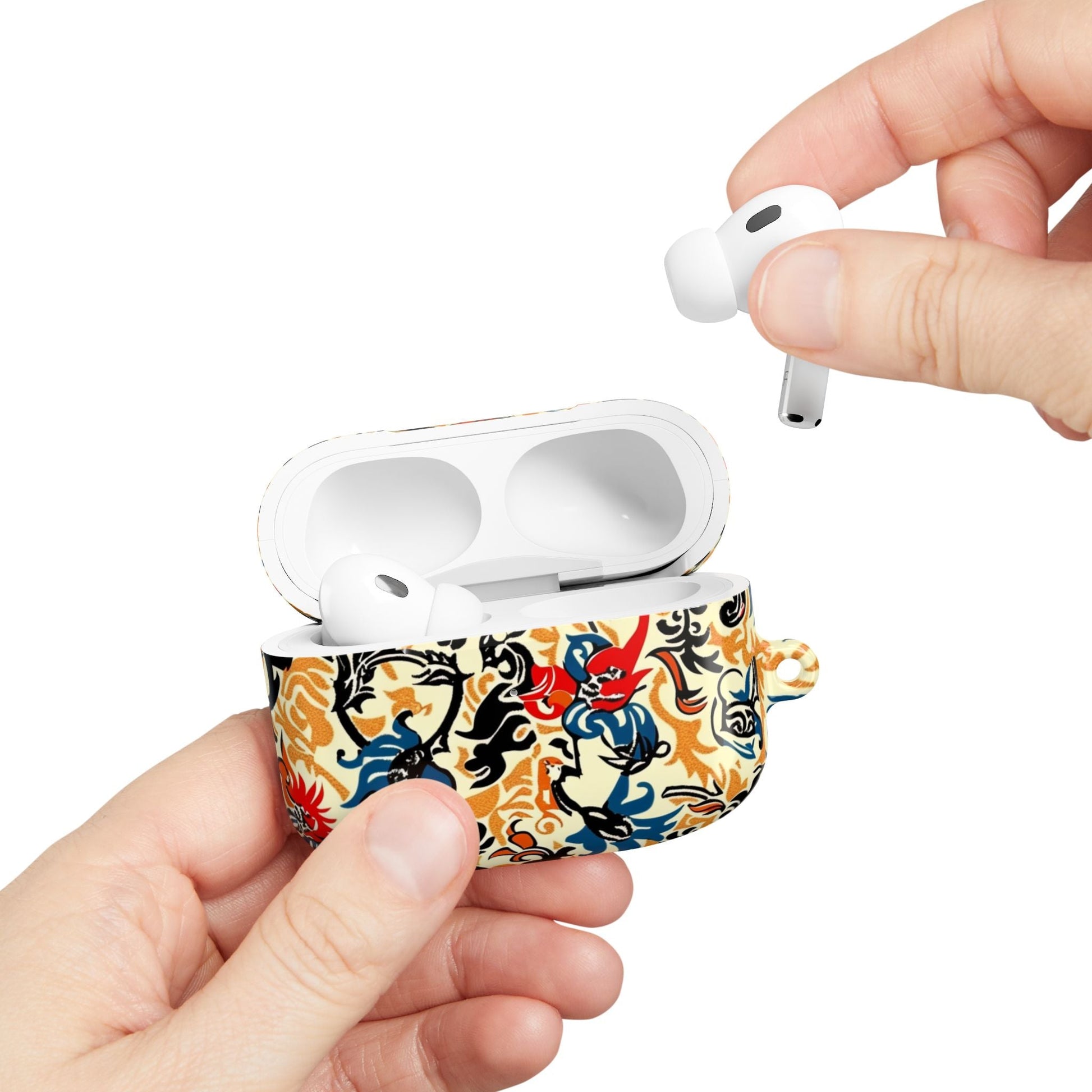 Floral Vintage AirPod Case – Retro Blue & Red Tattoo - Style Protection - DIGITAL X