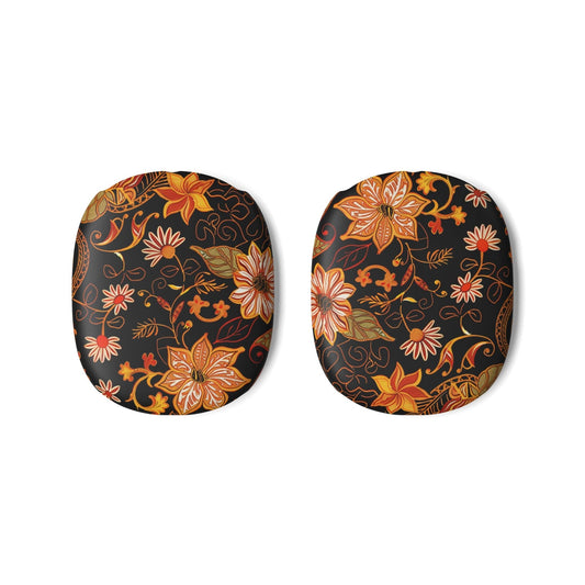 Floral Vintage AirPod Max Case — Black & Orange Botanical Earcup Covers - DIGITAL X