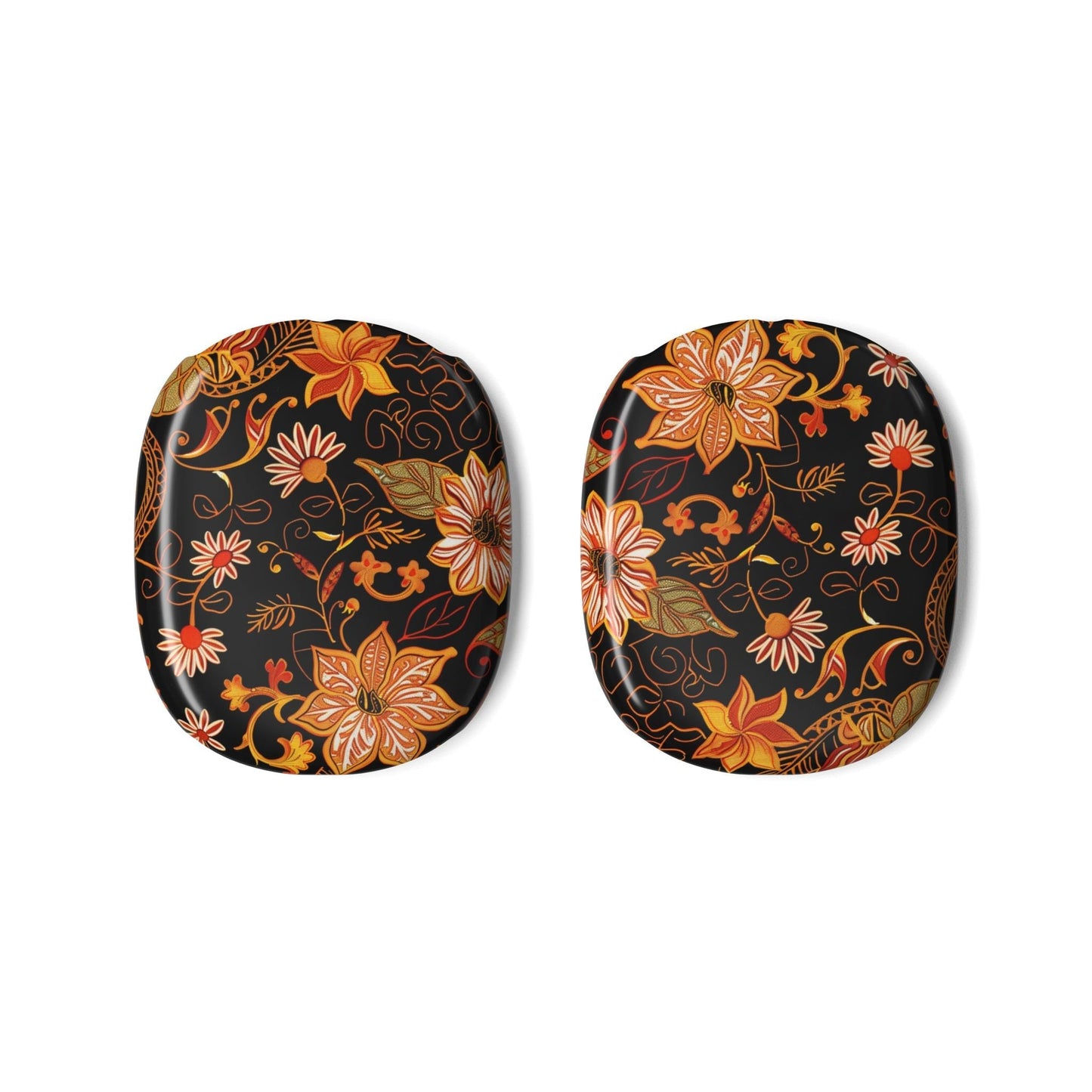 Floral Vintage AirPod Max Case — Black & Orange Botanical Earcup Covers - DIGITAL X