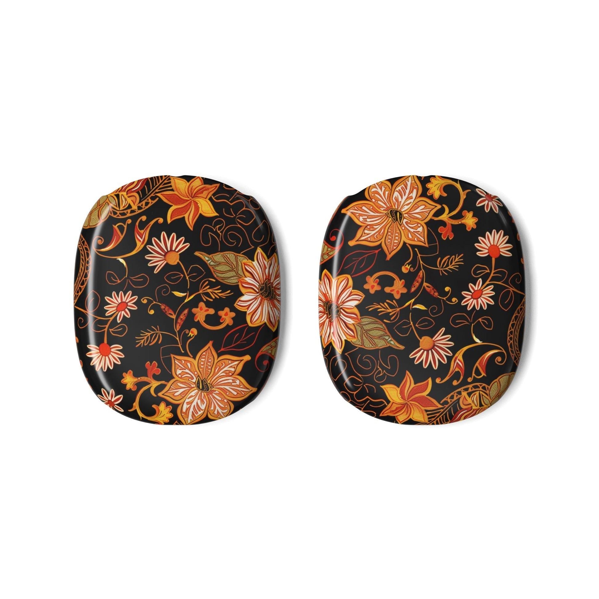 Floral Vintage AirPod Max Case — Black & Orange Botanical Earcup Covers - DIGITAL X
