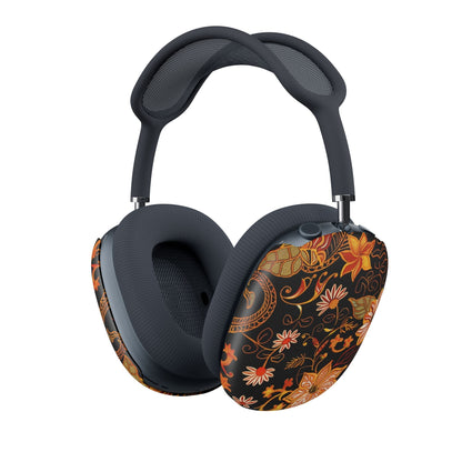 Floral Vintage AirPod Max Case — Black & Orange Botanical Earcup Covers - DIGITAL X