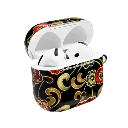 Floral Vintage Black AirPod Case – Oriental Red & Gold Pattern - DIGITAL X