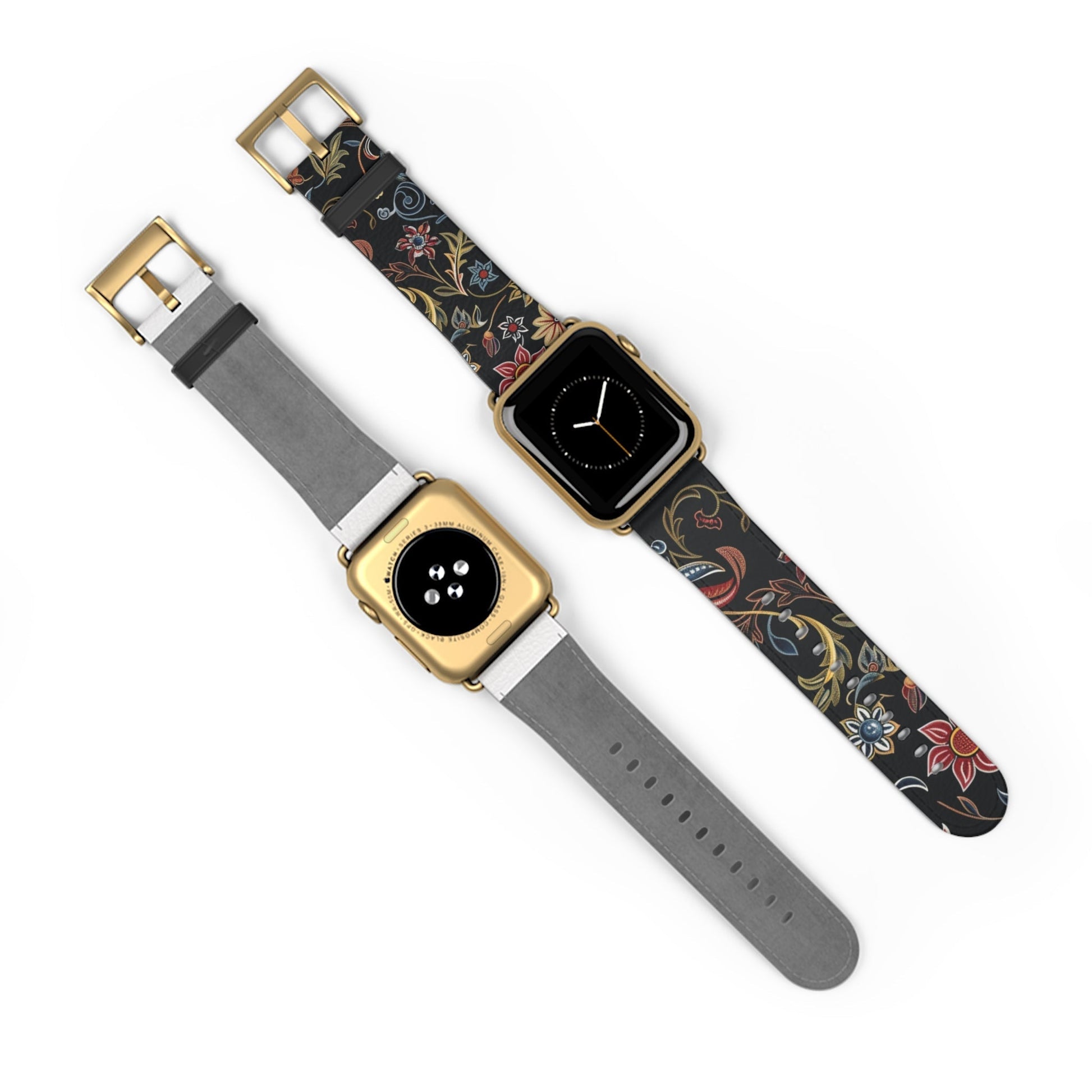 Floral Vintage Night Watch Band - Classic Dark Botanical Apple Watch Strap - DIGITAL X