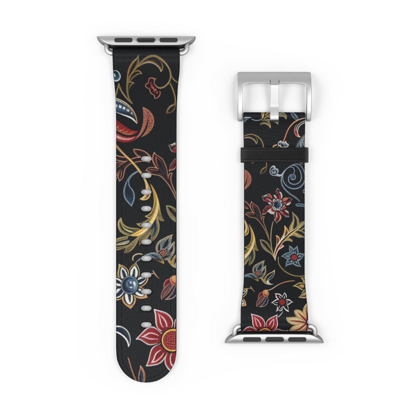 Floral Vintage Night Watch Band - Classic Dark Botanical Apple Watch Strap - DIGITAL X