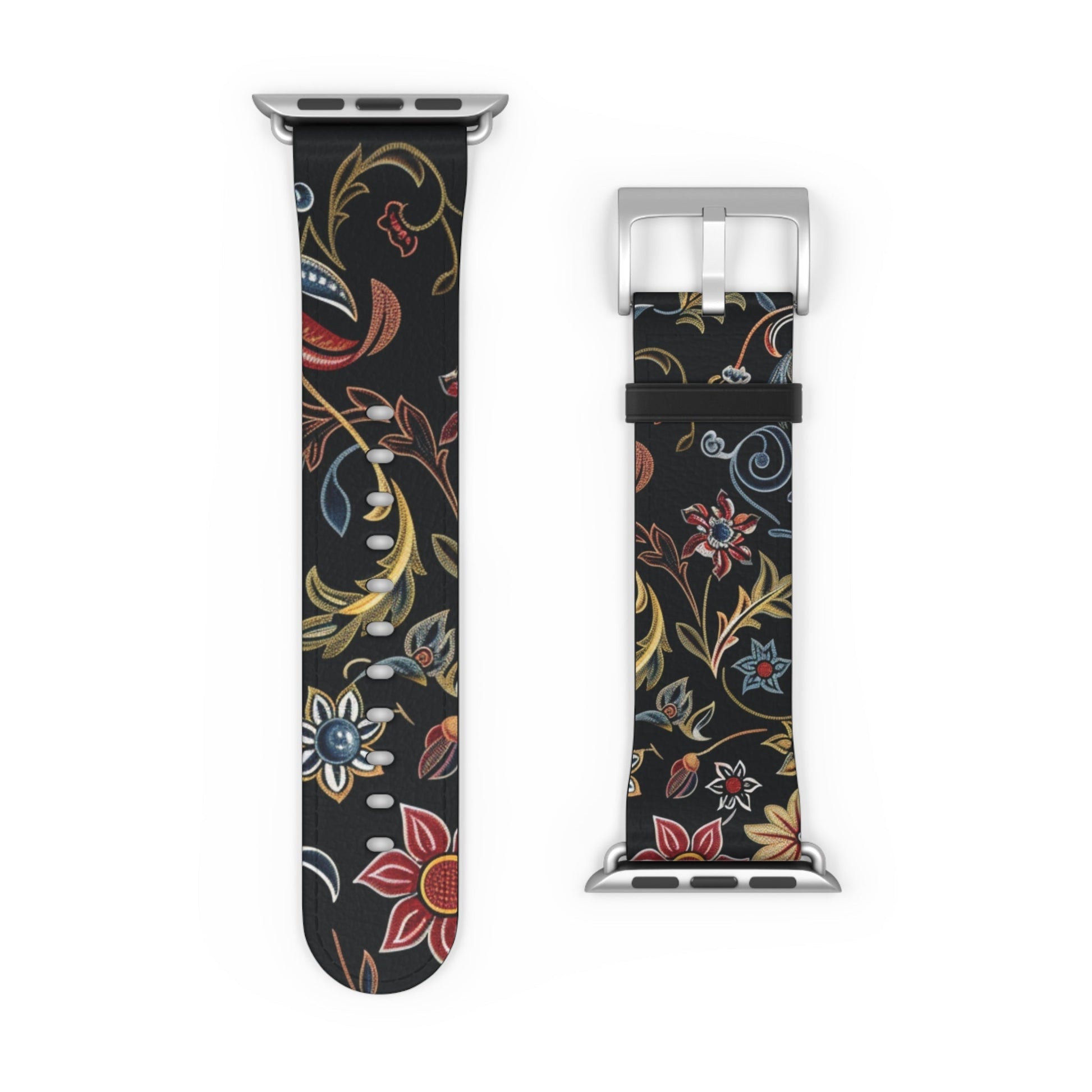 Floral Vintage Night Watch Band - Classic Dark Botanical Apple Watch Strap - DIGITAL X