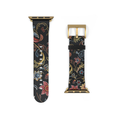 Floral Vintage Night Watch Band - Classic Dark Botanical Apple Watch Strap - DIGITAL X