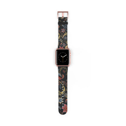 Floral Vintage Night Watch Band - Classic Dark Botanical Apple Watch Strap - DIGITAL X