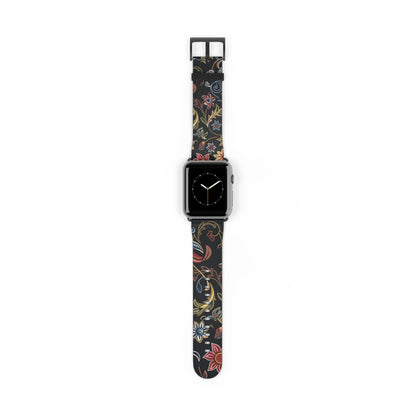 Floral Vintage Night Watch Band - Classic Dark Botanical Apple Watch Strap - DIGITAL X