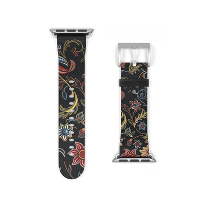 Floral Vintage Night Watch Band - Classic Dark Botanical Apple Watch Strap - DIGITAL X