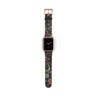 Floral Vintage Night Watch Band - Classic Dark Botanical Apple Watch Strap - DIGITAL X
