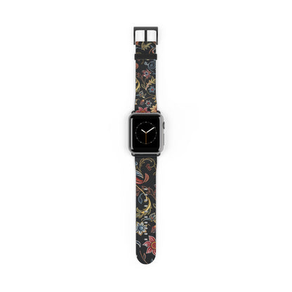 Floral Vintage Night Watch Band - Classic Dark Botanical Apple Watch Strap - DIGITAL X