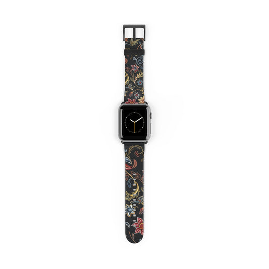 Floral Vintage Night Watch Band - Classic Dark Botanical Apple Watch Strap - DIGITAL X