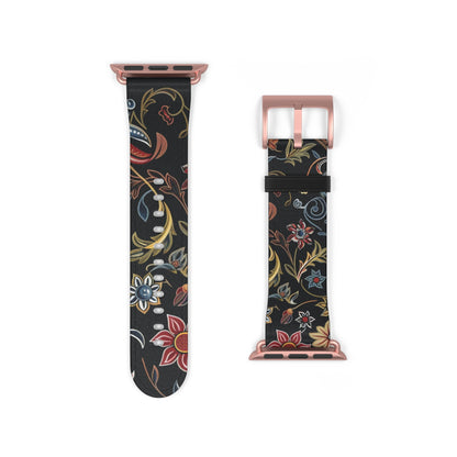 Floral Vintage Night Watch Band - Classic Dark Botanical Apple Watch Strap - DIGITAL X