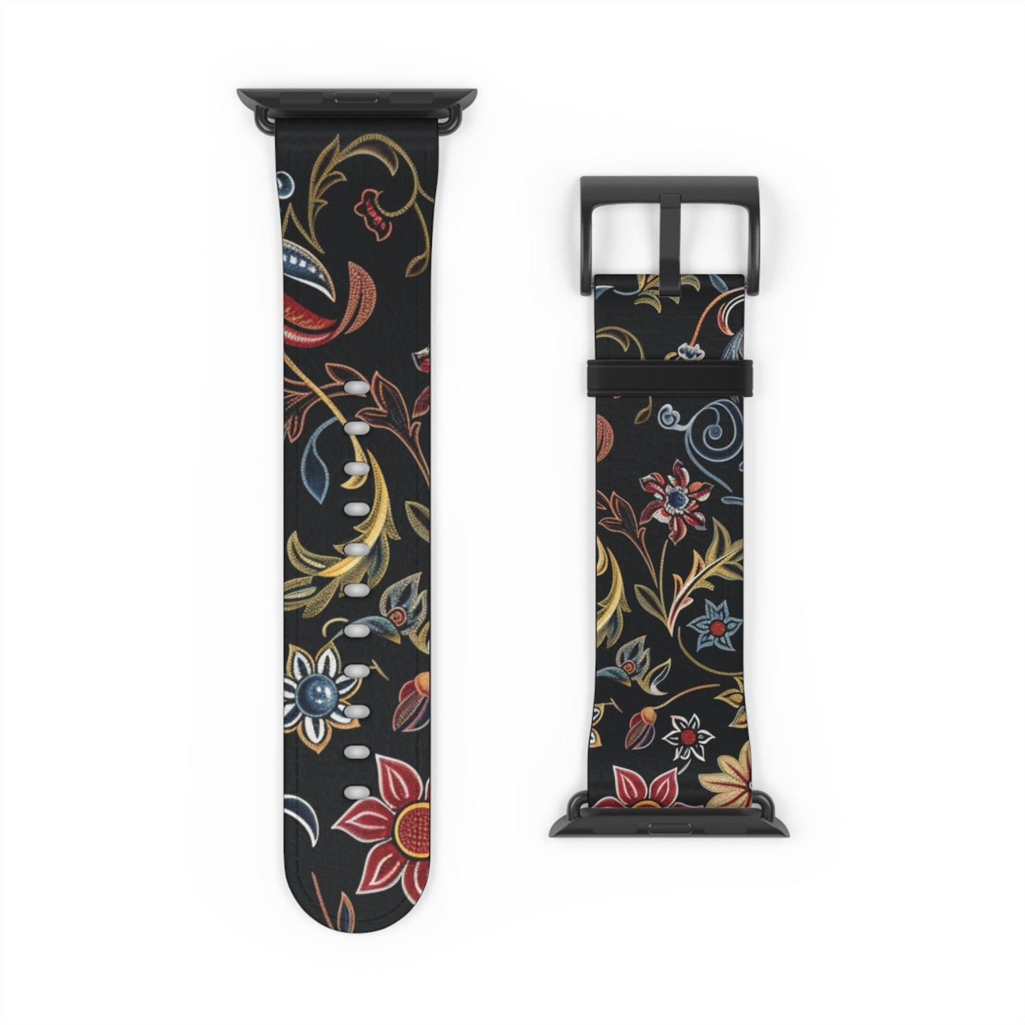Floral Vintage Night Watch Band - Classic Dark Botanical Apple Watch Strap - DIGITAL X