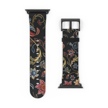 Floral Vintage Night Watch Band - Classic Dark Botanical Apple Watch Strap - DIGITAL X
