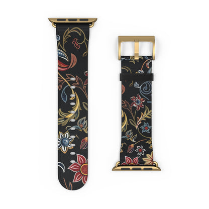 Floral Vintage Night Watch Band - Classic Dark Botanical Apple Watch Strap - DIGITAL X