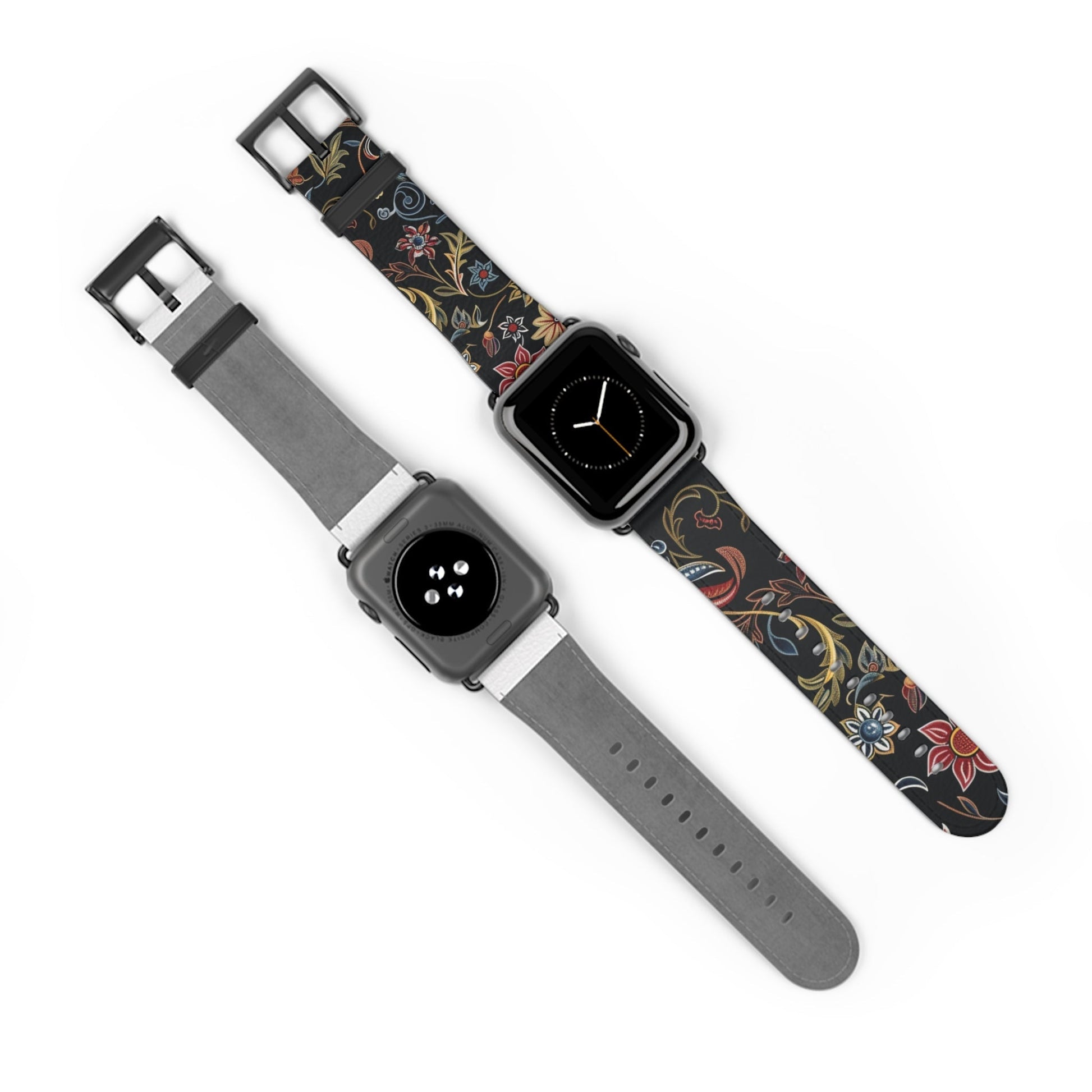Floral Vintage Night Watch Band - Classic Dark Botanical Apple Watch Strap - DIGITAL X