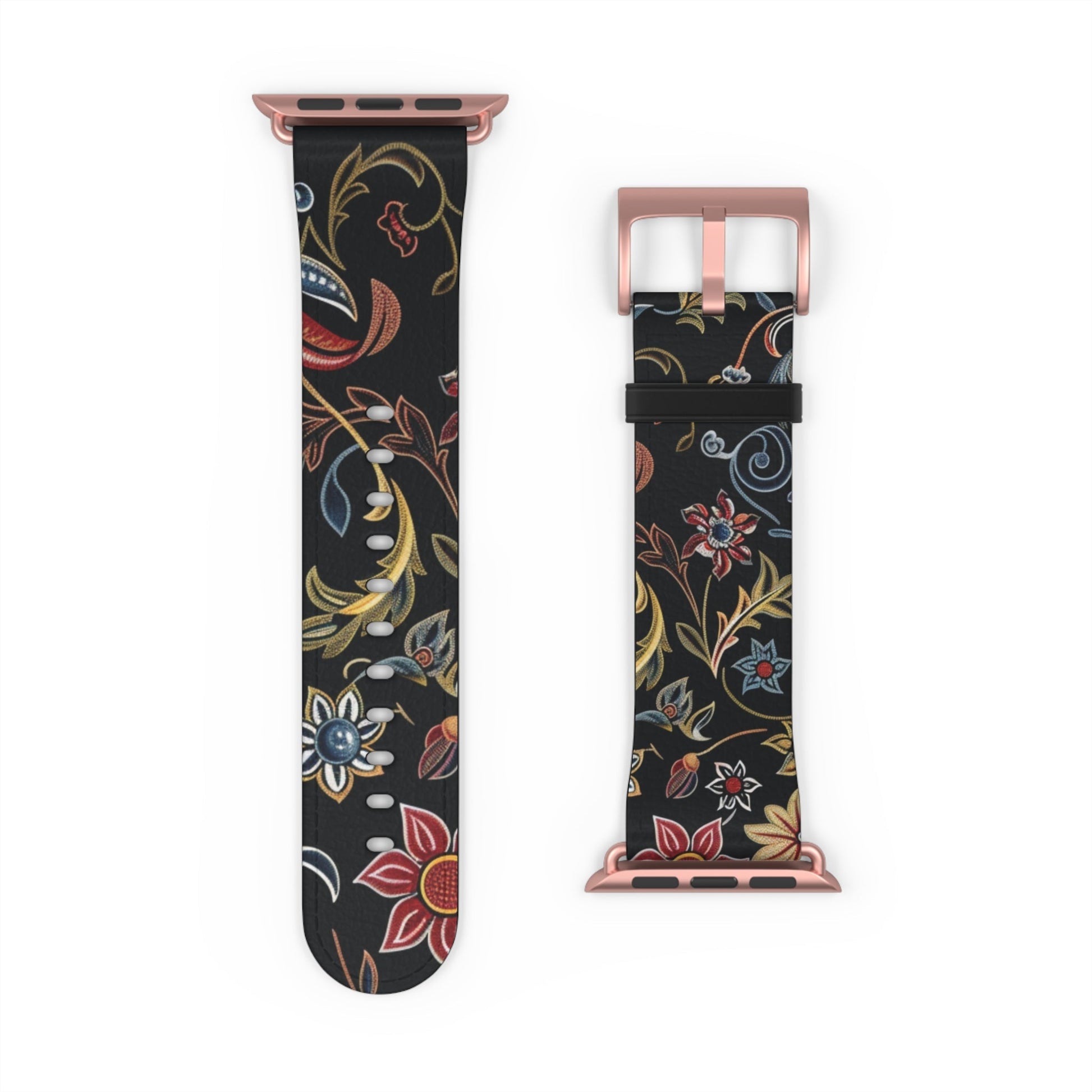 Floral Vintage Night Watch Band - Classic Dark Botanical Apple Watch Strap - DIGITAL X