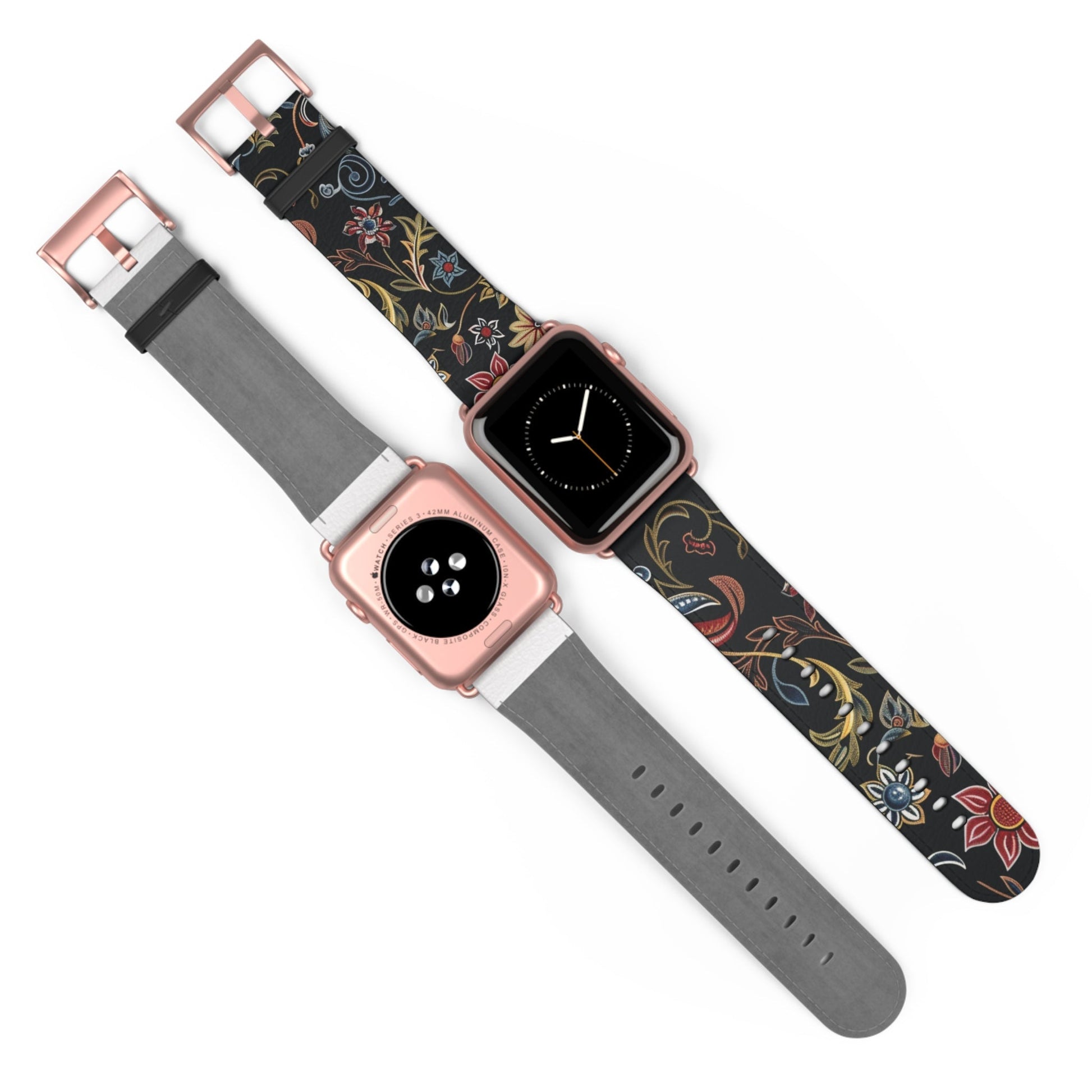 Floral Vintage Night Watch Band - Classic Dark Botanical Apple Watch Strap - DIGITAL X
