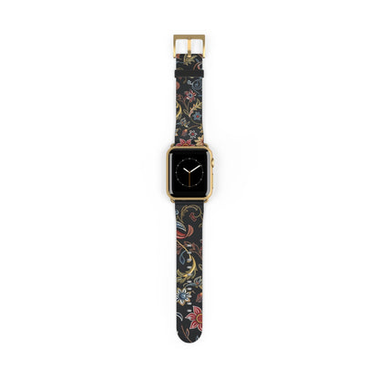 Floral Vintage Night Watch Band - Classic Dark Botanical Apple Watch Strap - DIGITAL X