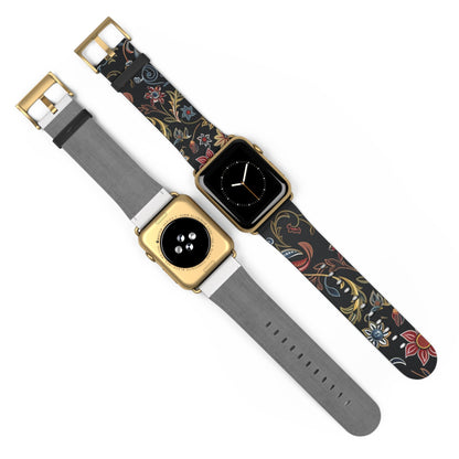 Floral Vintage Night Watch Band - Classic Dark Botanical Apple Watch Strap - DIGITAL X