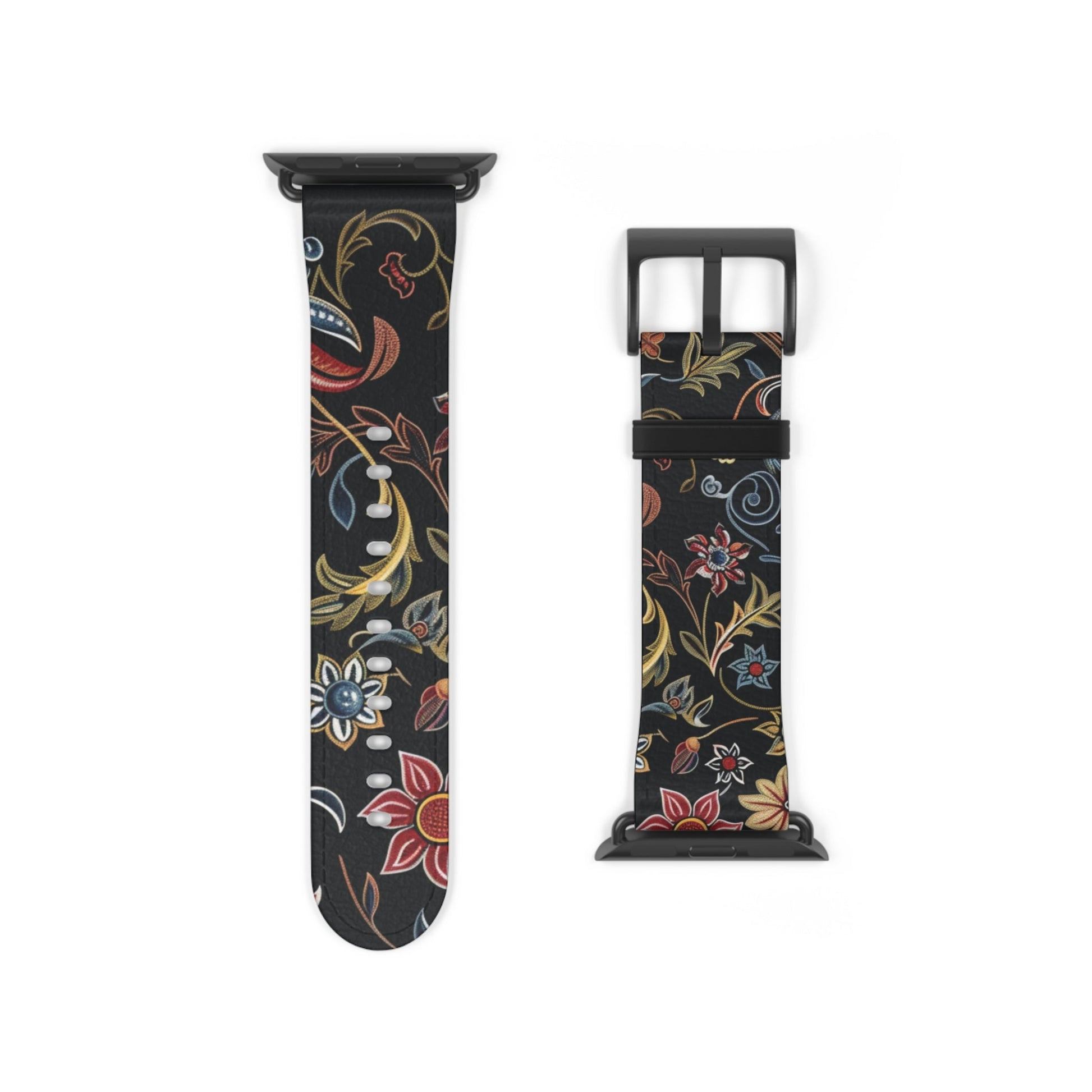 Floral Vintage Night Watch Band - Classic Dark Botanical Apple Watch Strap - DIGITAL X