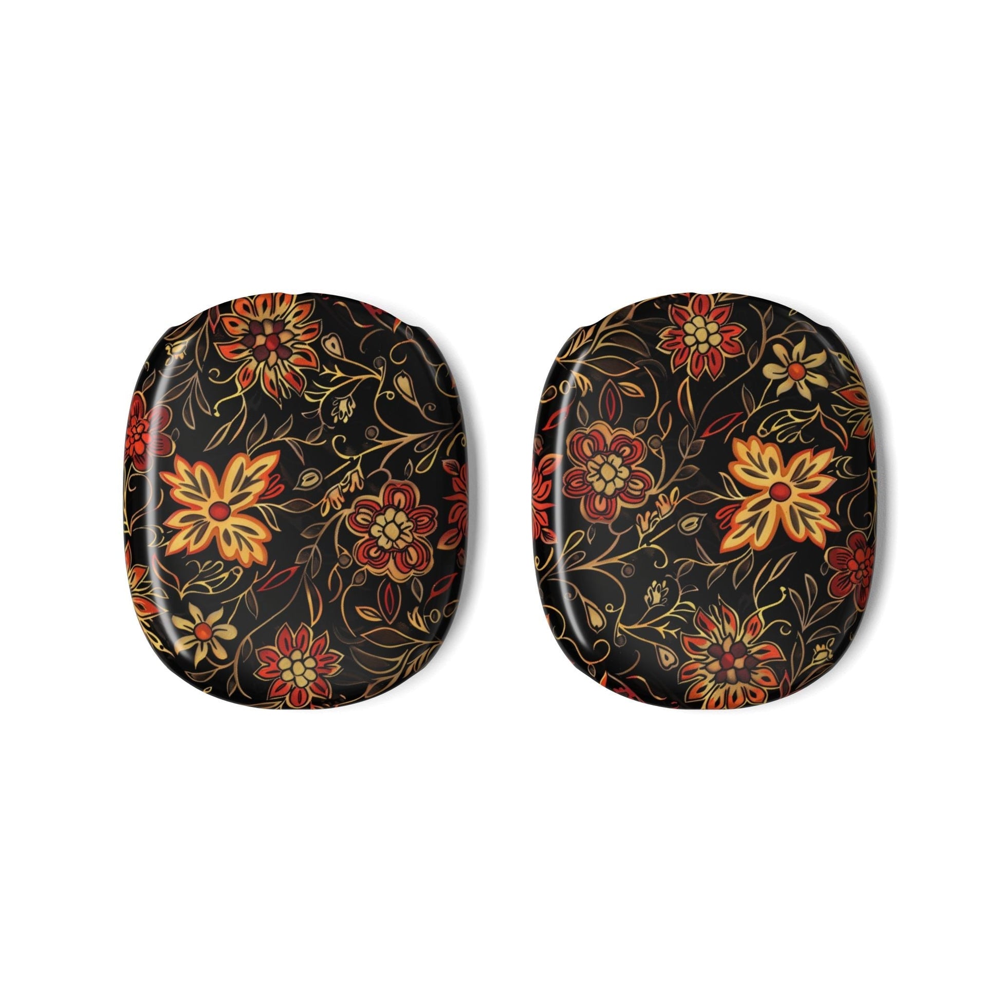Floral Vintage Pattern AirPod Max Ear Cup Skins — Black & Gold Flower Design - DIGITAL X