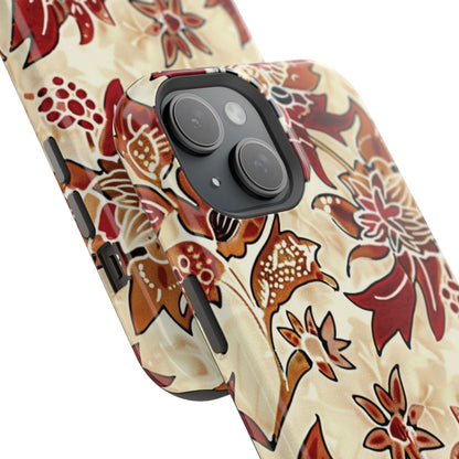 Floral Vintage Red & Cream Magnetic Impact - Resistant Phone Case - DIGITAL X