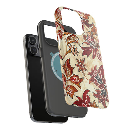 Floral Vintage Red & Cream Magnetic Impact - Resistant Phone Case - DIGITAL X