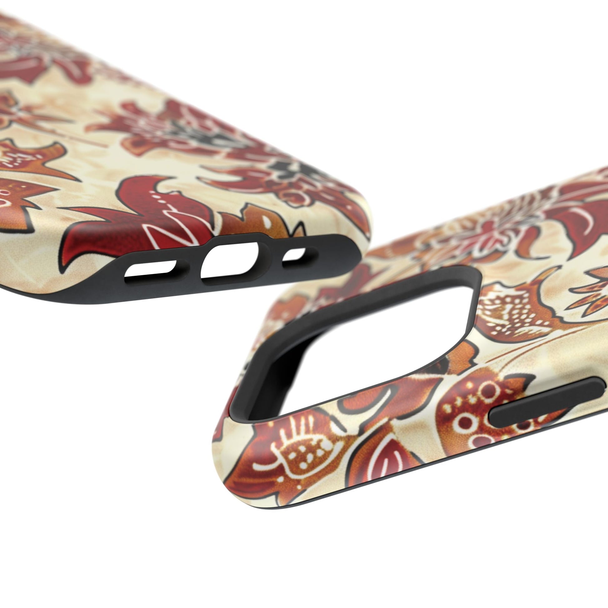 Floral Vintage Red & Cream Magnetic Impact - Resistant Phone Case - DIGITAL X