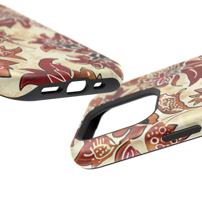 Floral Vintage Red & Cream Magnetic Impact - Resistant Phone Case - DIGITAL X
