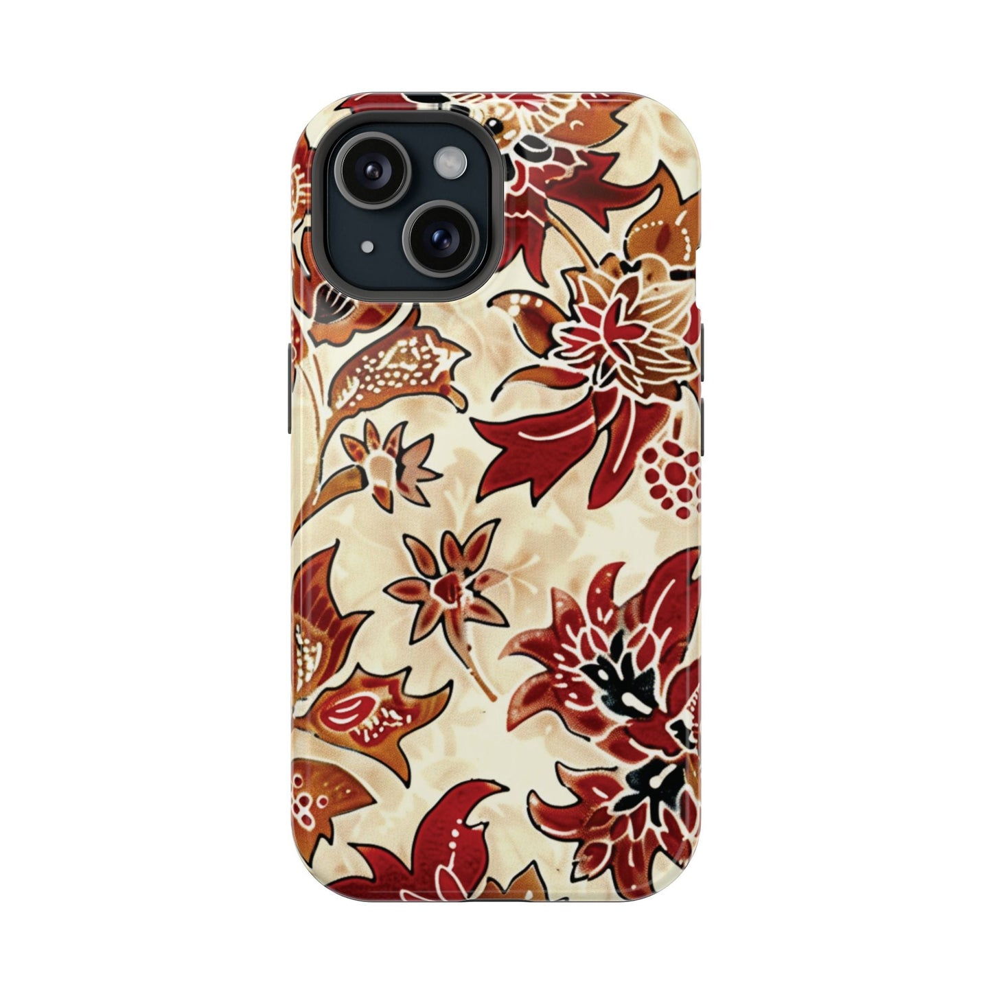 Floral Vintage Red & Cream Magnetic Impact - Resistant Phone Case - DIGITAL X