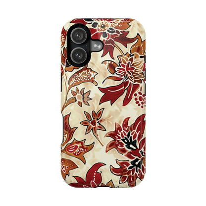 Floral Vintage Red & Cream Magnetic Impact - Resistant Phone Case - DIGITAL X