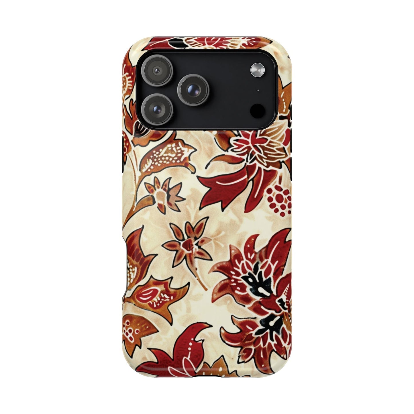 Floral Vintage Red & Cream Magnetic Impact - Resistant Phone Case - DIGITAL X