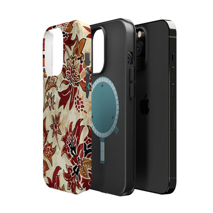 Floral Vintage Red & Cream Magnetic Impact - Resistant Phone Case - DIGITAL X