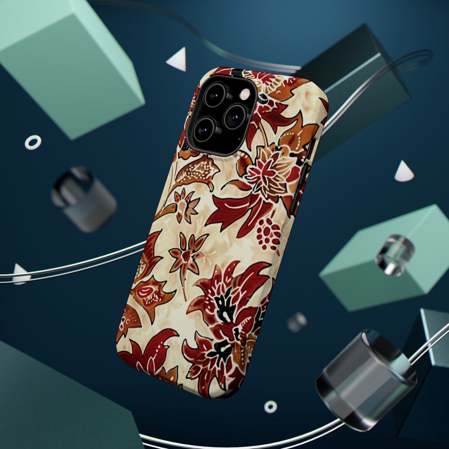 Floral Vintage Red & Cream Magnetic Impact - Resistant Phone Case - DIGITAL X