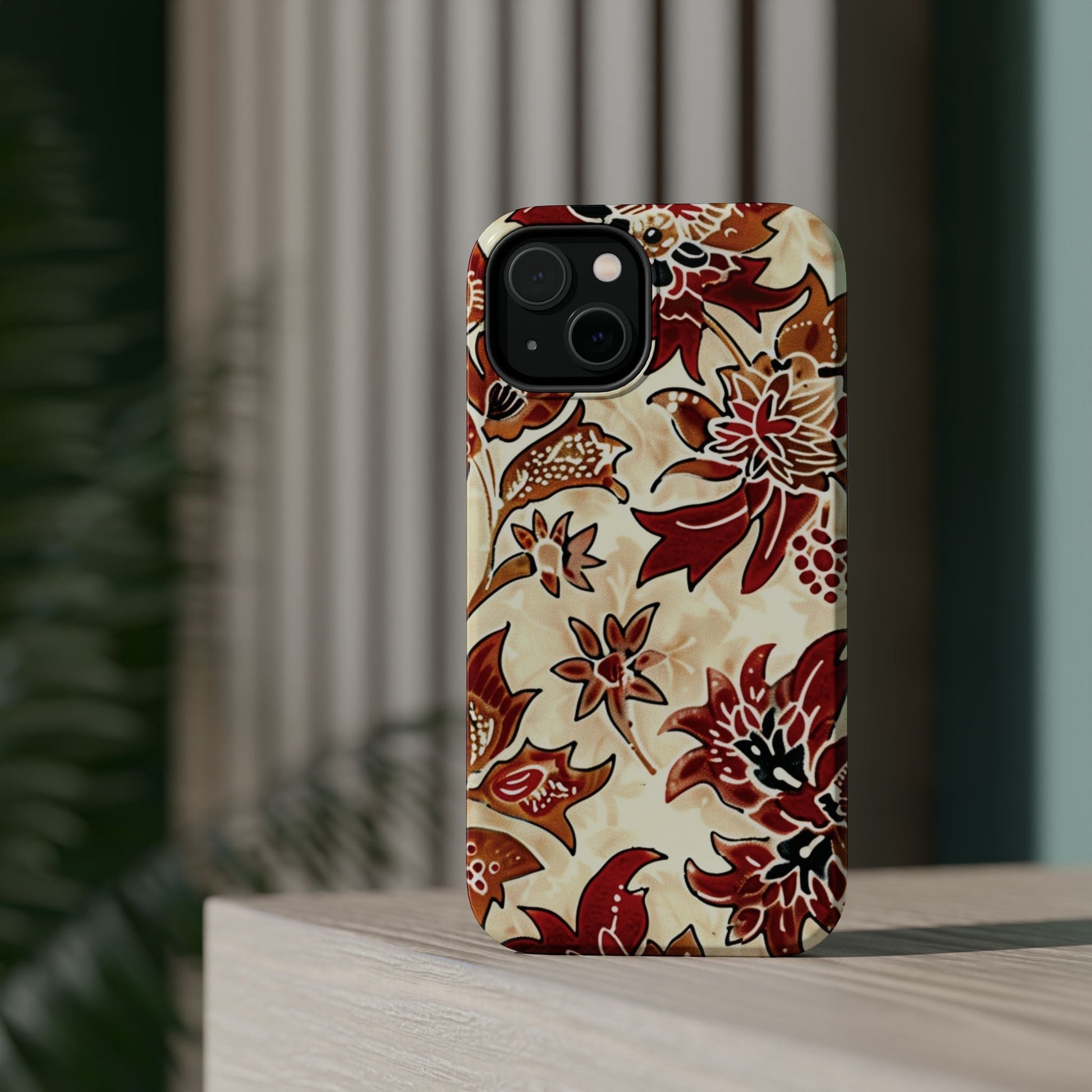 Floral Vintage Red & Cream Magnetic Impact - Resistant Phone Case - DIGITAL X
