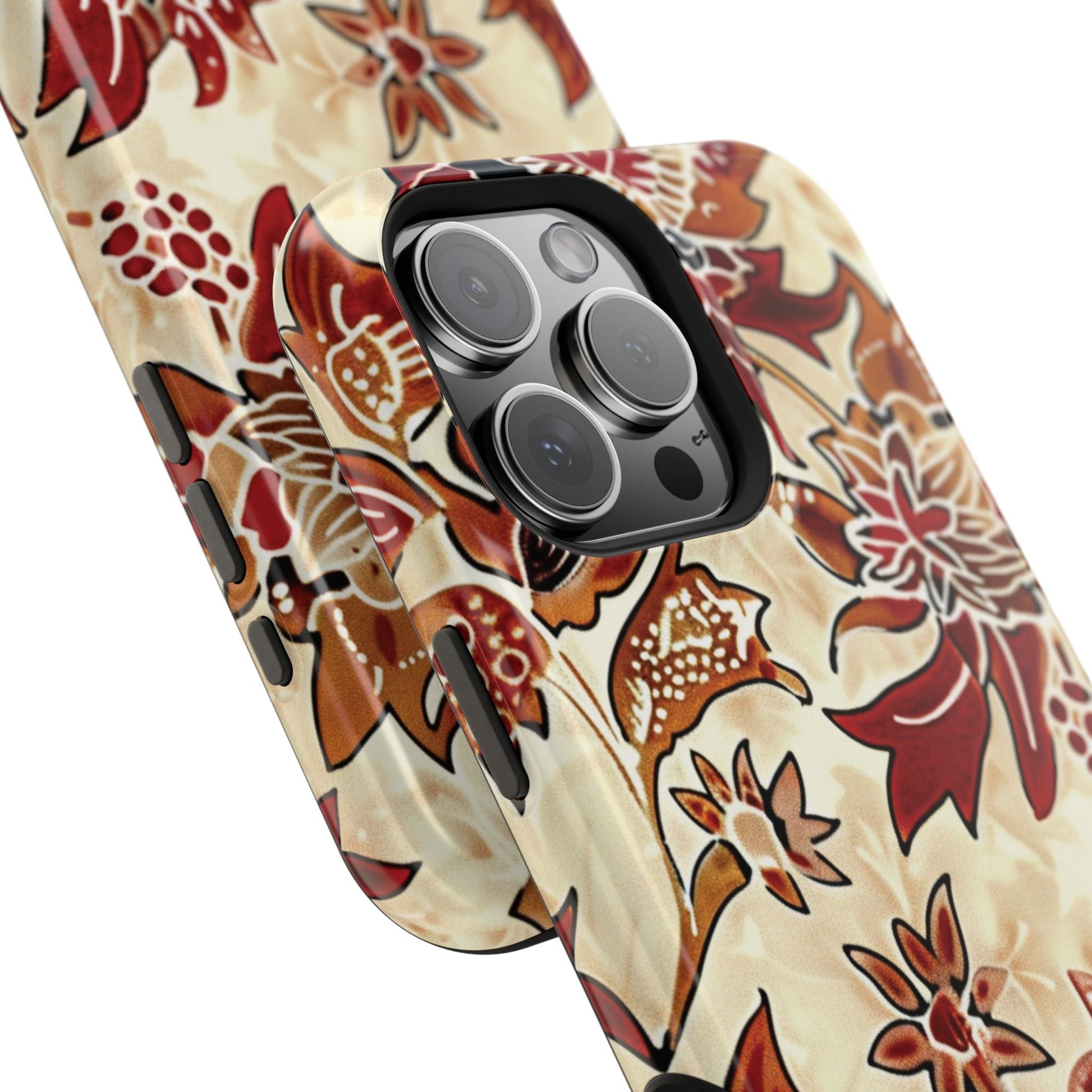 Floral Vintage Red & Cream Magnetic Impact - Resistant Phone Case - DIGITAL X