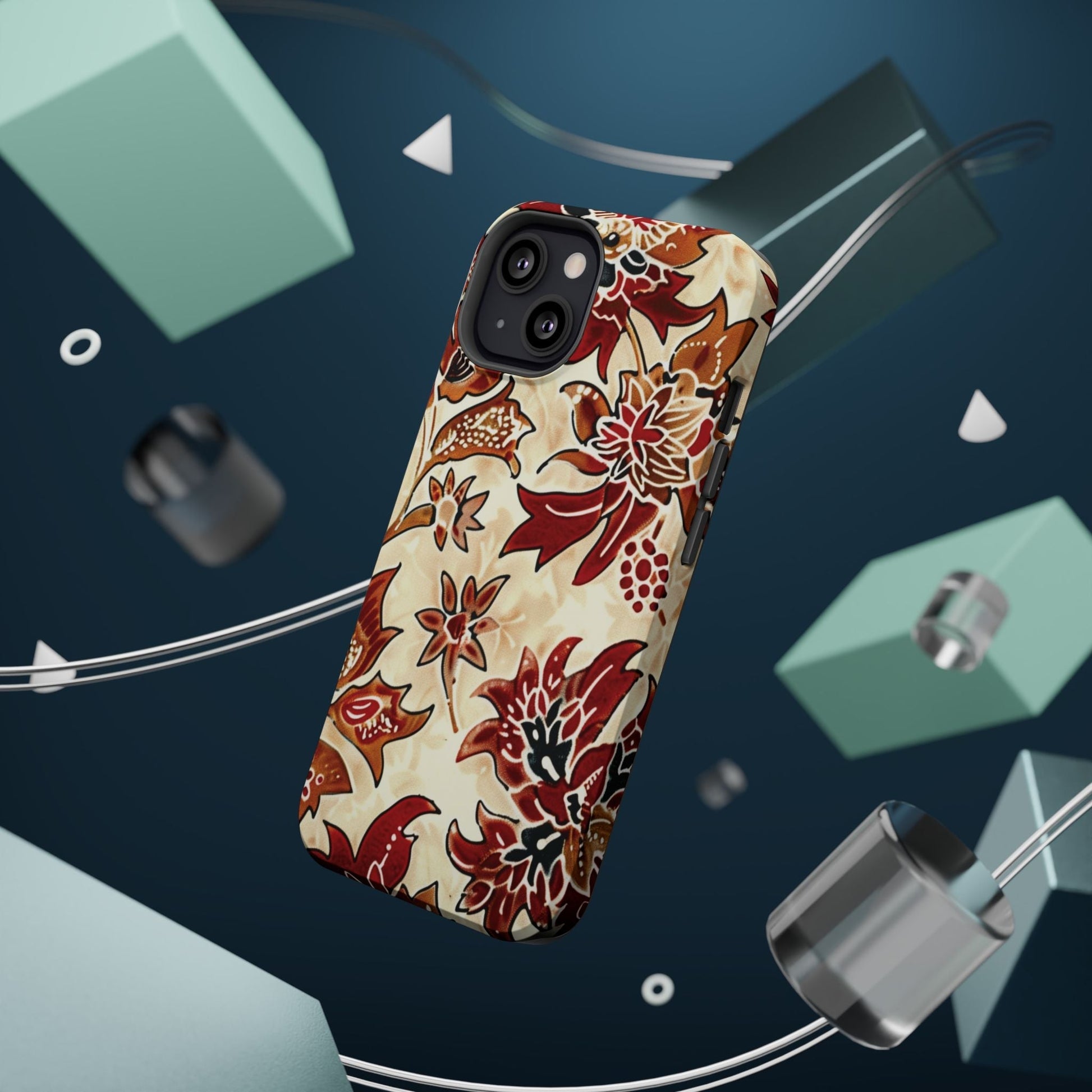 Floral Vintage Red & Cream Magnetic Impact - Resistant Phone Case - DIGITAL X