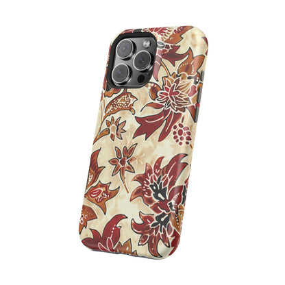 Floral Vintage Red & Cream Magnetic Impact - Resistant Phone Case - DIGITAL X