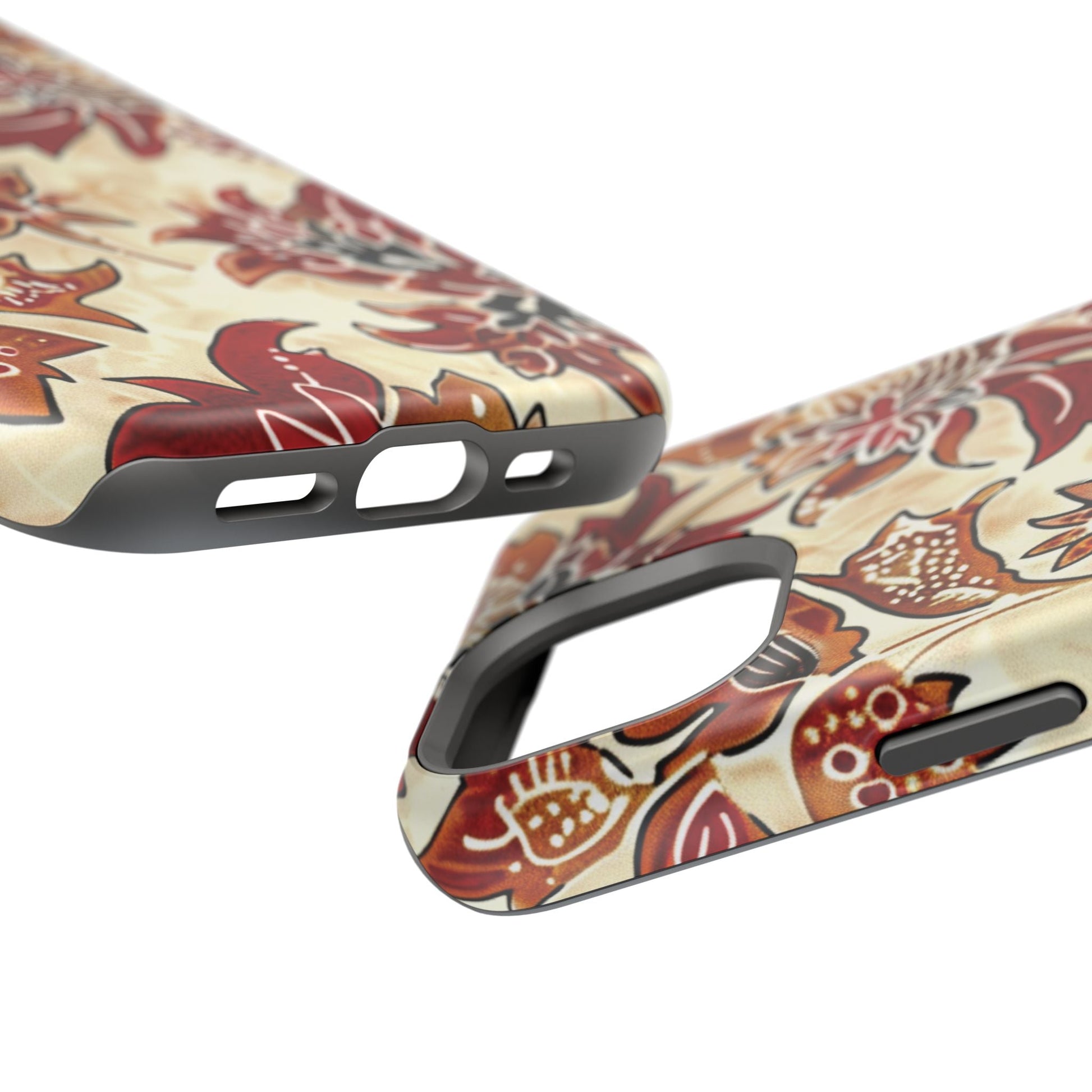 Floral Vintage Red & Cream Magnetic Impact - Resistant Phone Case - DIGITAL X