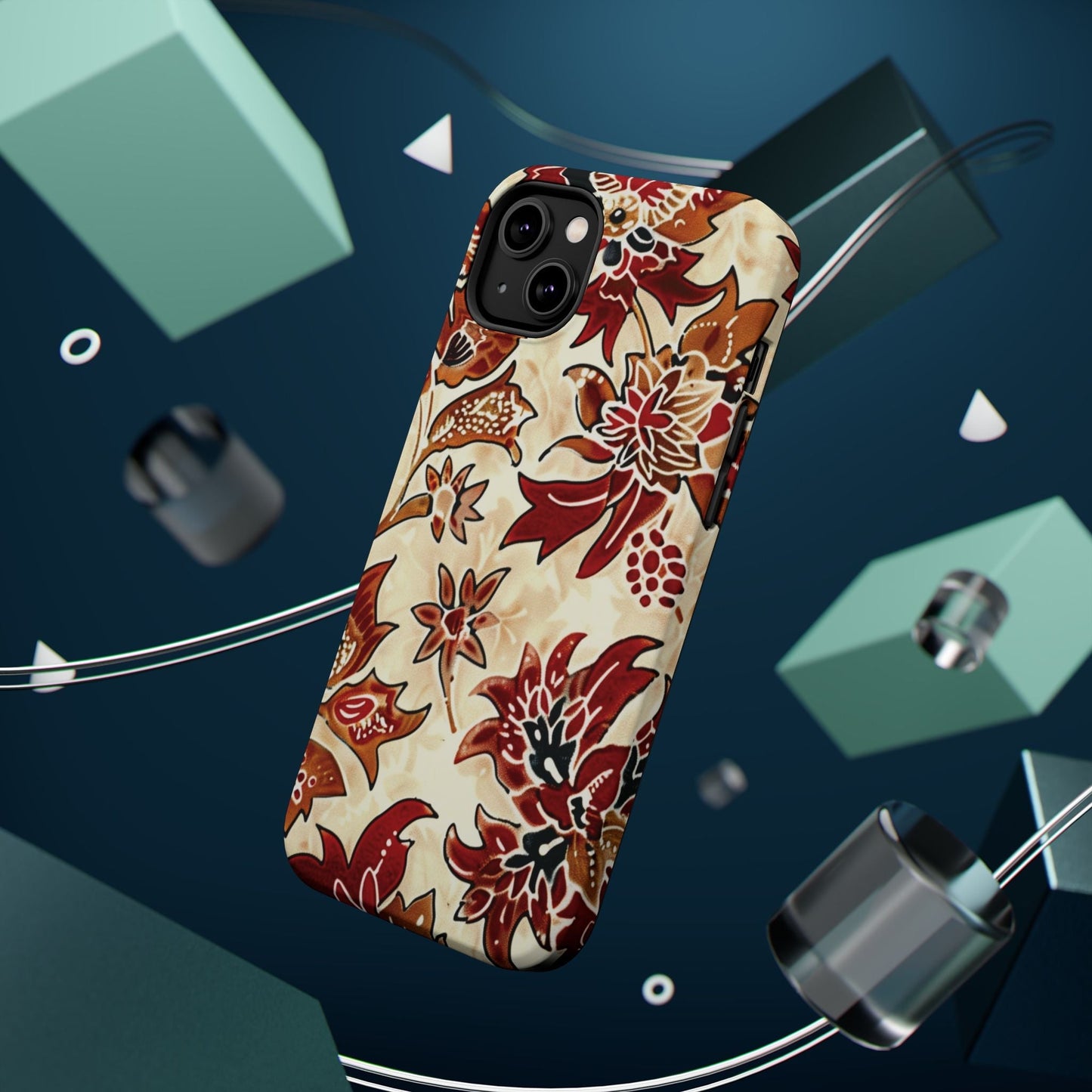 Floral Vintage Red & Cream Magnetic Impact - Resistant Phone Case - DIGITAL X