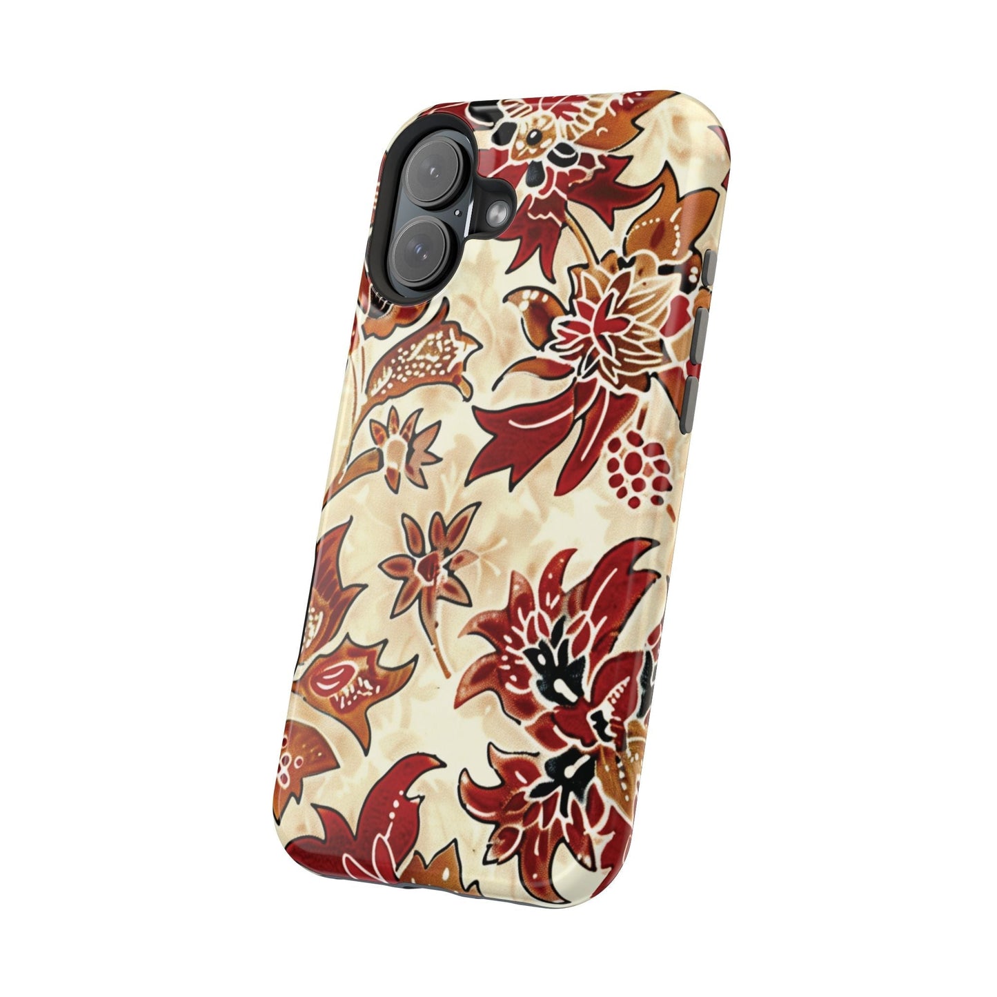 Floral Vintage Red & Cream Magnetic Impact - Resistant Phone Case - DIGITAL X