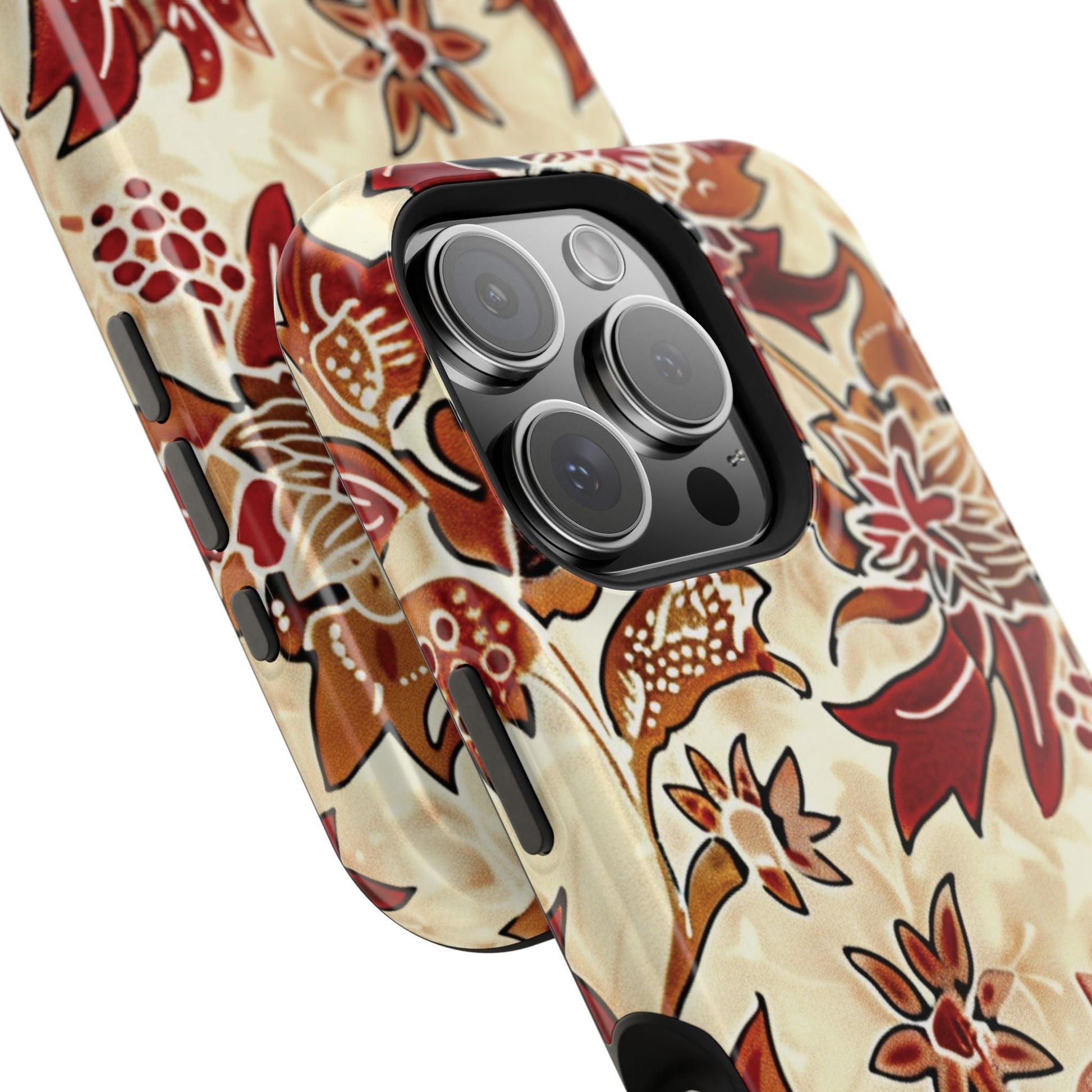 Floral Vintage Red & Cream Magnetic Impact - Resistant Phone Case - DIGITAL X