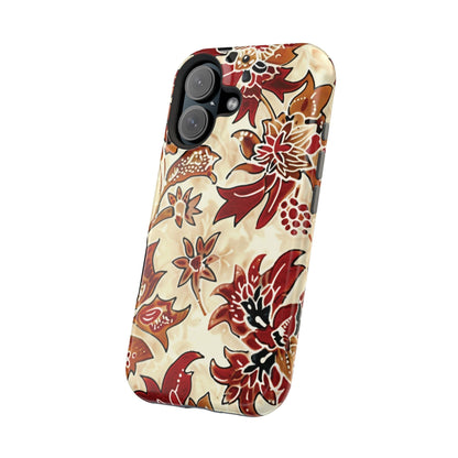 Floral Vintage Red & Cream Magnetic Impact - Resistant Phone Case - DIGITAL X