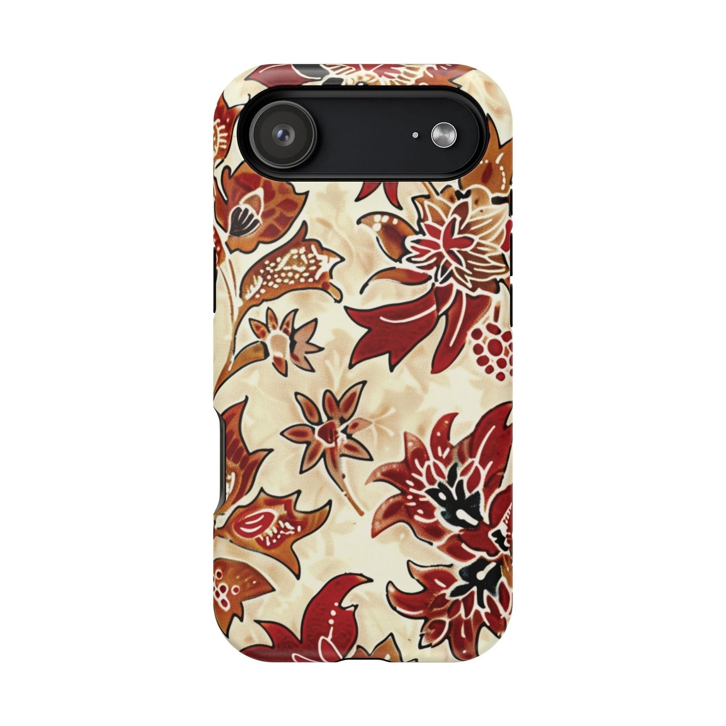 Floral Vintage Red & Cream Magnetic Impact - Resistant Phone Case - DIGITAL X