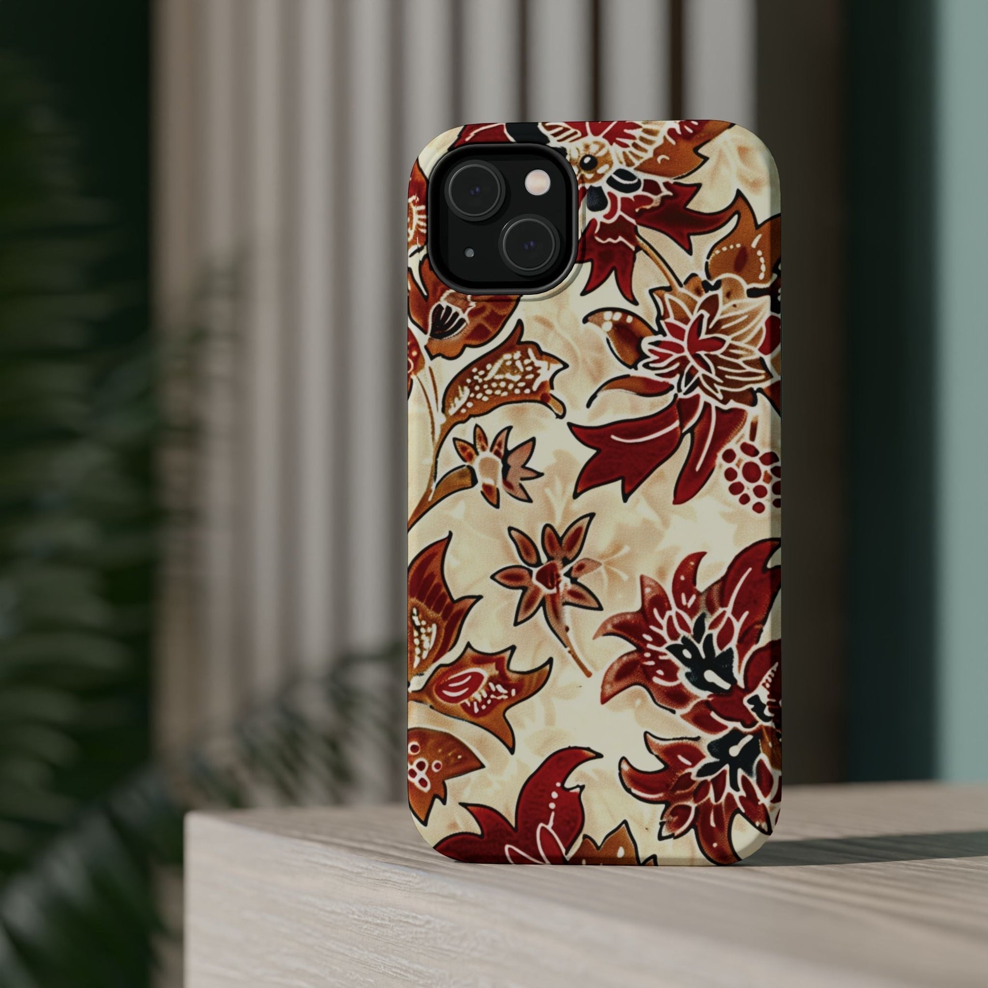 Floral Vintage Red & Cream Magnetic Impact - Resistant Phone Case - DIGITAL X