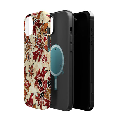 Floral Vintage Red & Cream Magnetic Impact - Resistant Phone Case - DIGITAL X