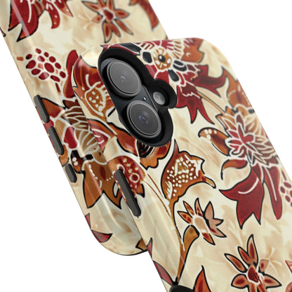 Floral Vintage Red & Cream Magnetic Impact - Resistant Phone Case - DIGITAL X